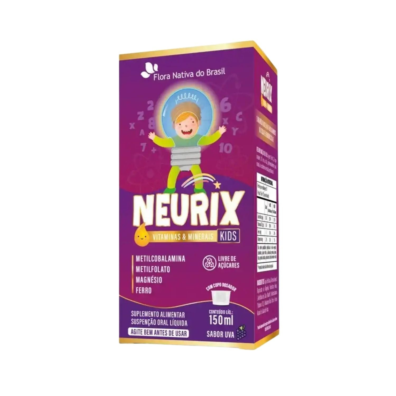 Neurix (Magnésio, Ferro, Metilfolato e B12) 150ml Flora Nativa