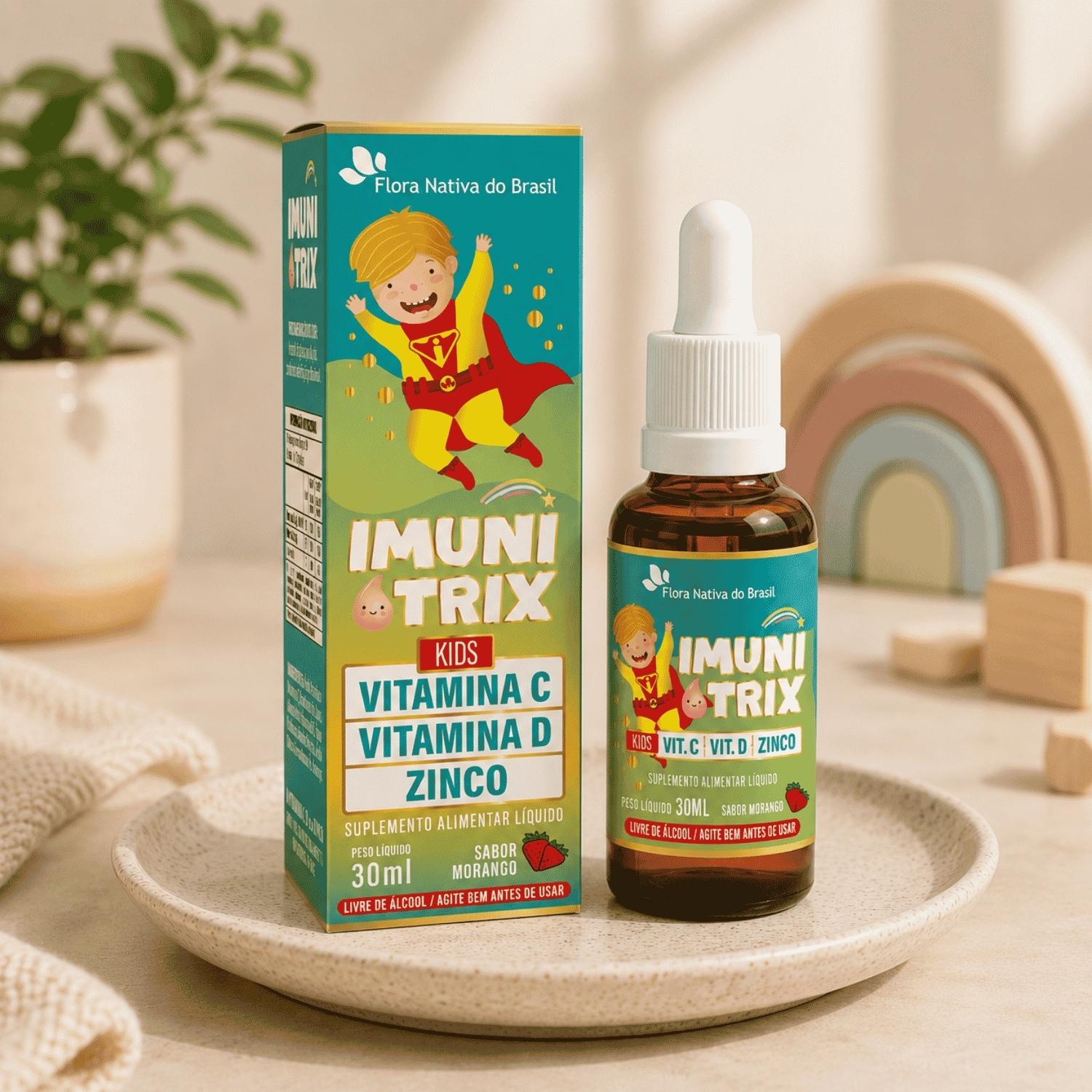 Imunitrix  (Vitamina C, D  e Zinco) Sabor Morango 30ml Flora Nativa do Brasil
