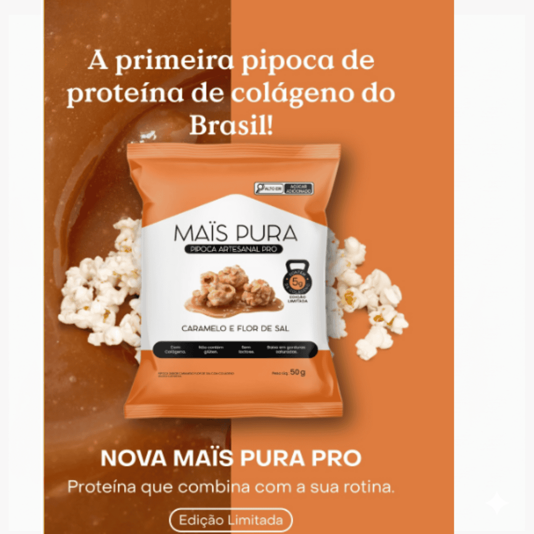 Pipoca Artesanal PRO Caramelo e Flor de Sal 50g Mais Pura