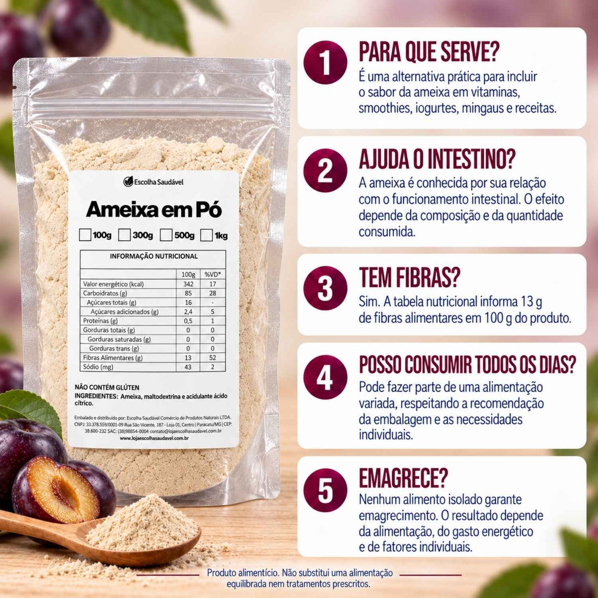 Ameixa em Pó 100% Pura