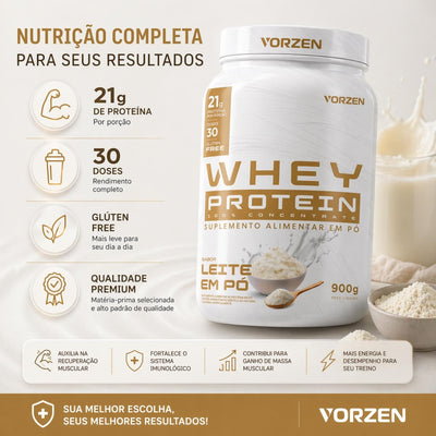 100% Whey Protein Concentrado Pote 900g Vorzen