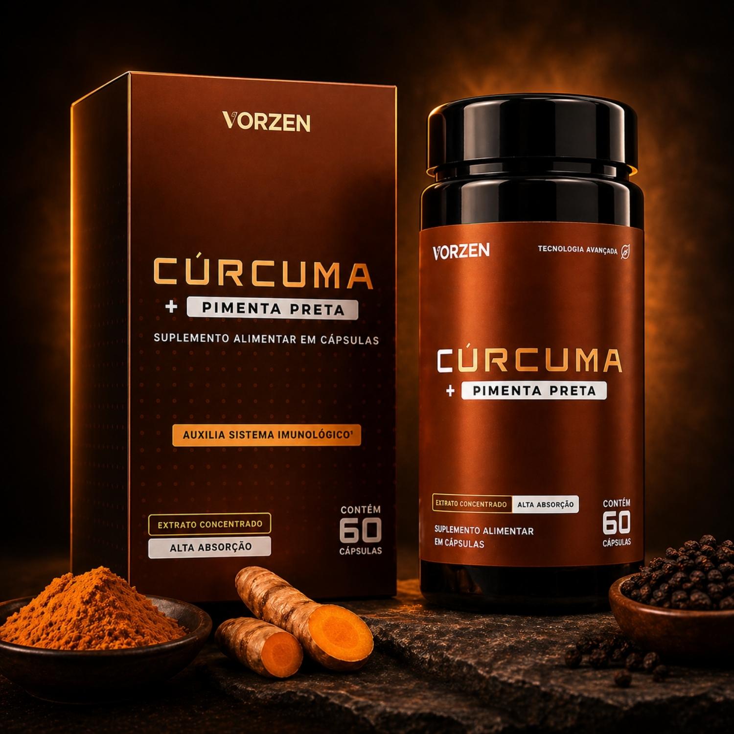 Cúrcuma com Pimenta Preta 60 Cápsulas Vorzen