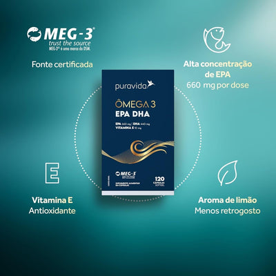 Ômega 3 EPA DHA 120 Cápsulas Pura Vida