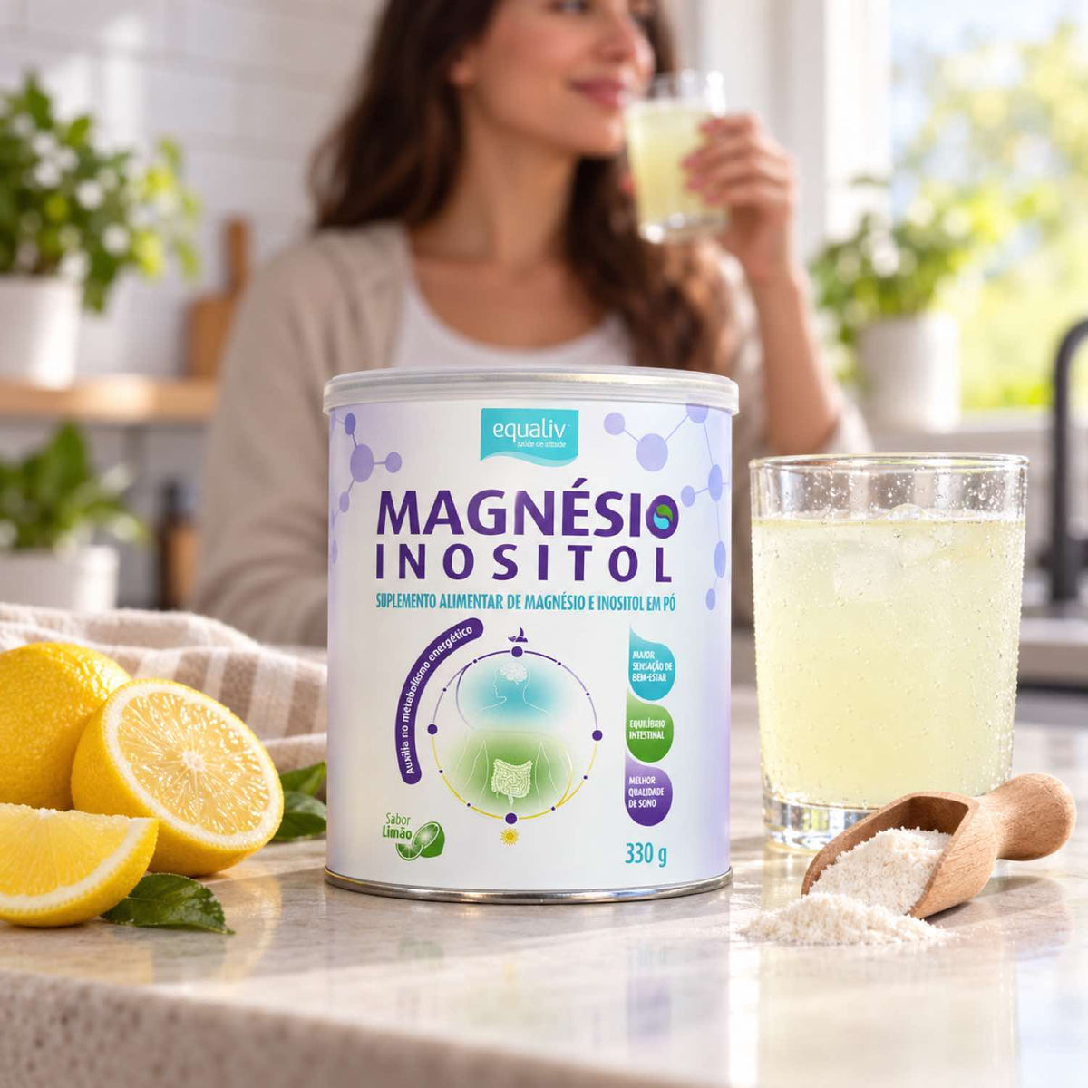 Magnésio Inositol Sabor Limão 330g Equaliv
