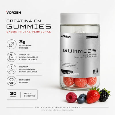 Creatina Gummies 30 Gomas Sabor Frutas Vermelhas Vorzen