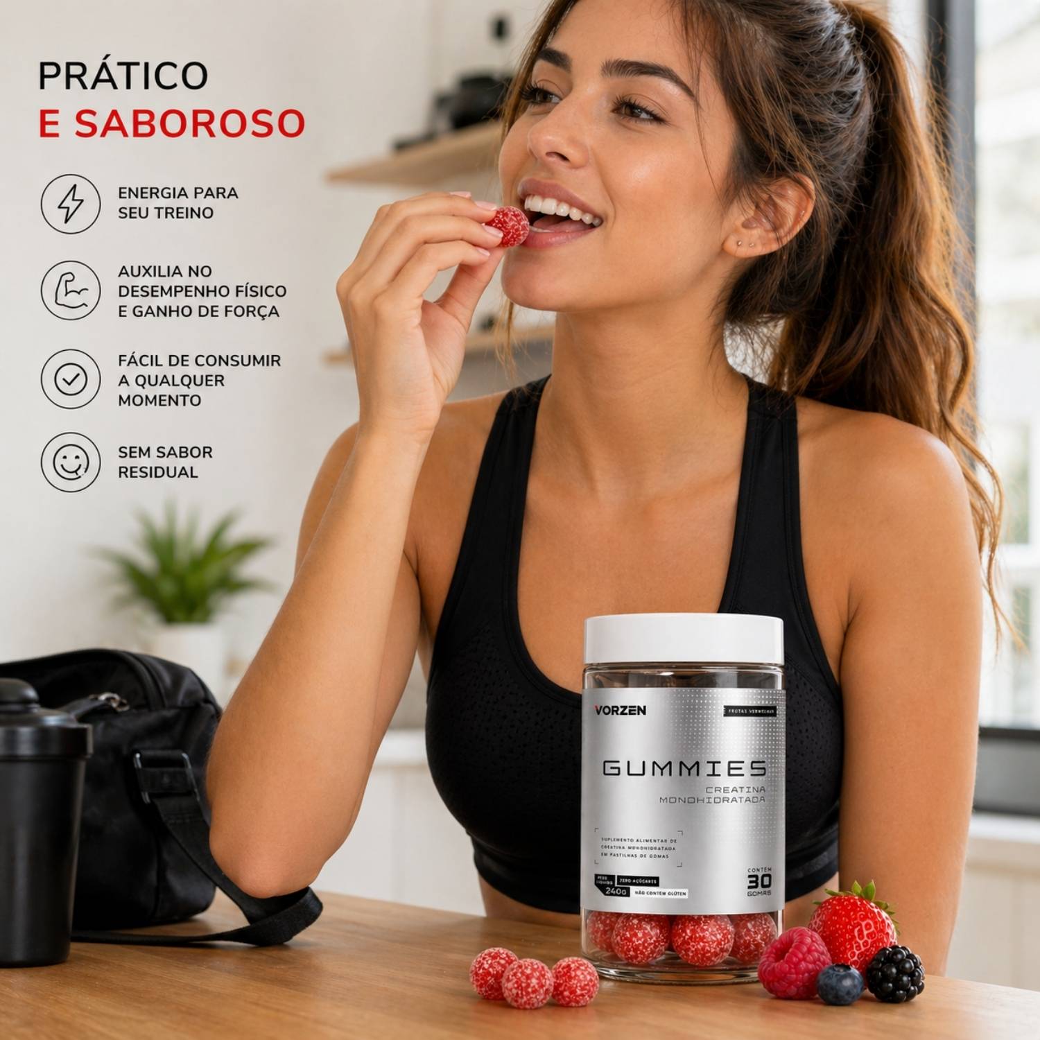 Creatina Gummies 30 Gomas Sabor Frutas Vermelhas Vorzen