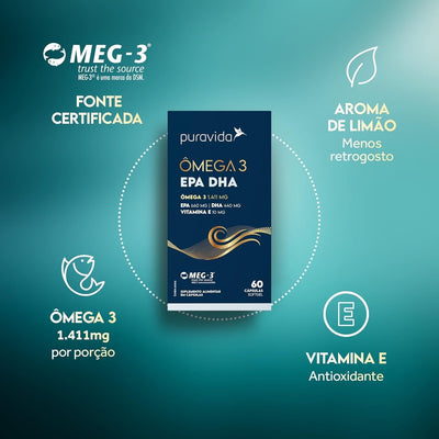 Ômega 3 EPA DHA 60 Cápsulas Pura Vida