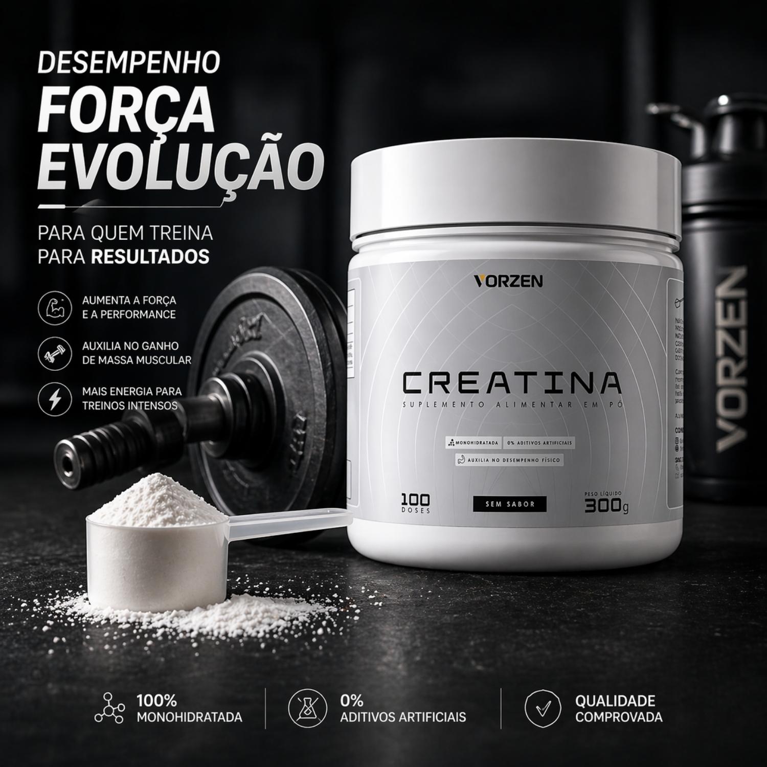 Creatina 100% Pura Pote 300g Vorzen