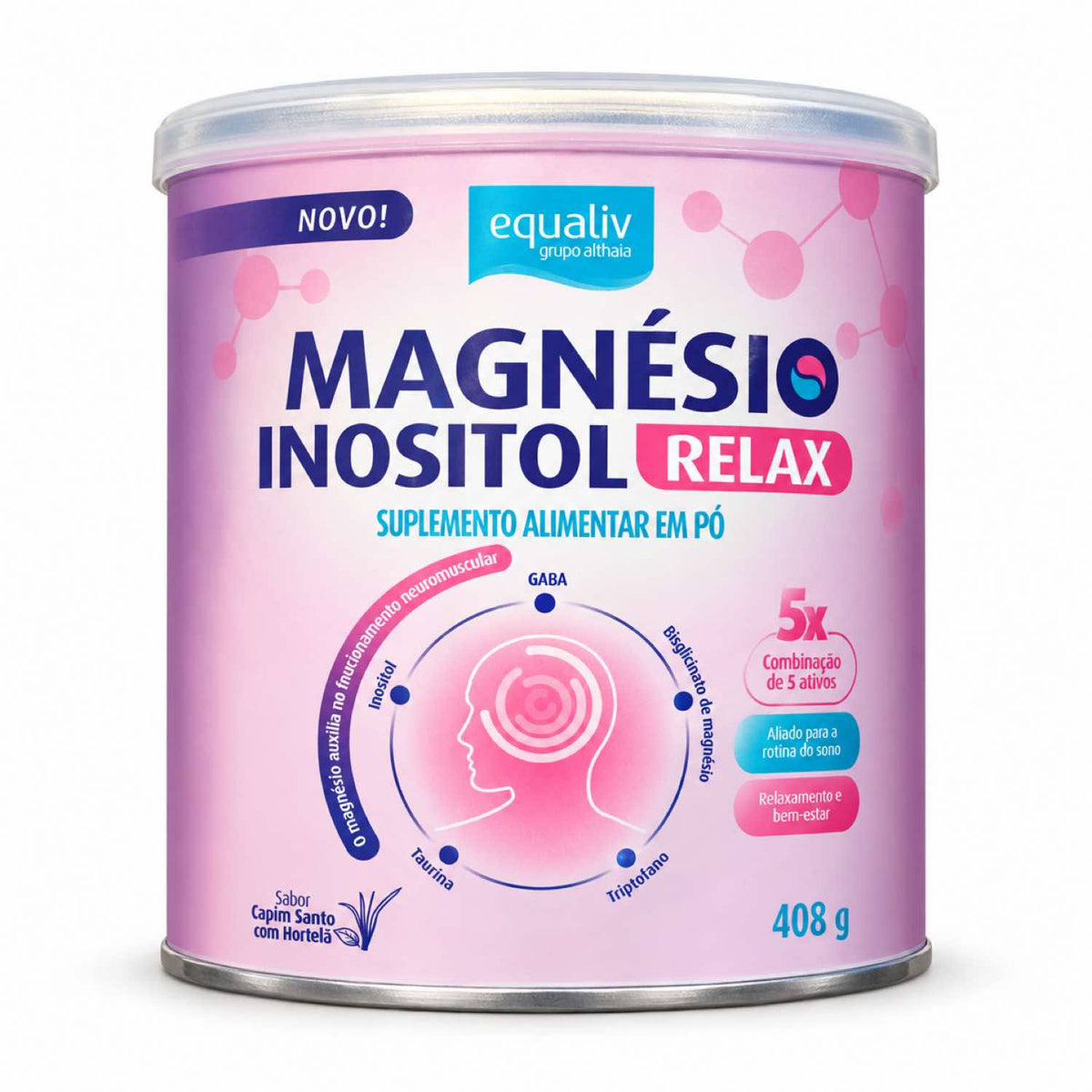 Magnésio Inositol Relax Gaba Sabor Capim Santo com Hortelã 408g
