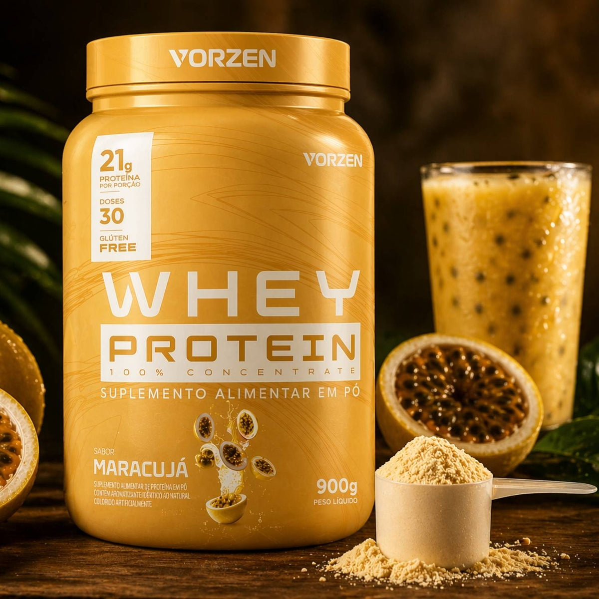 100% Whey Protein Concentrado Pote 900g Vorzen