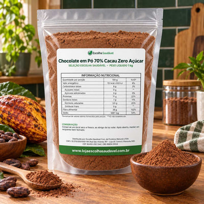 Chocolate em Pó 70% Cacau Zero Açúcar
