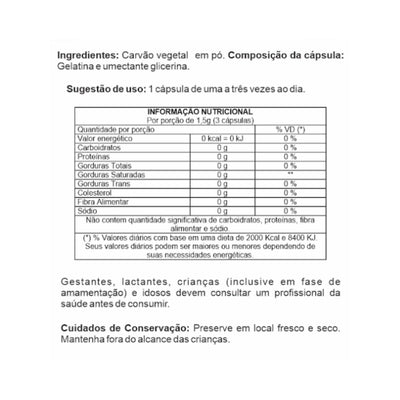 Carvão Vegetal 500mg 60 Cápsulas Ciência da Natureza