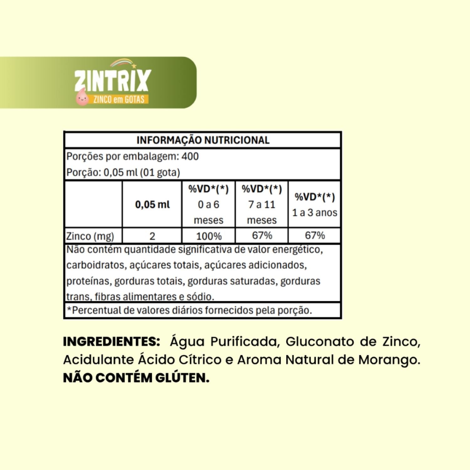 Zintrix (Zinco Infantil) Sabor Morango 20ml Flora Nativa do Brasil