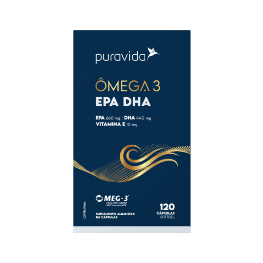 Ômega 3 EPA DHA 120 Cápsulas Pura Vida