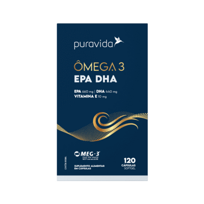 Ômega 3 EPA DHA 120 Cápsulas Pura Vida