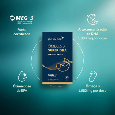 Ômega 3 Super DHA 120 Cápsulas Pura Vida