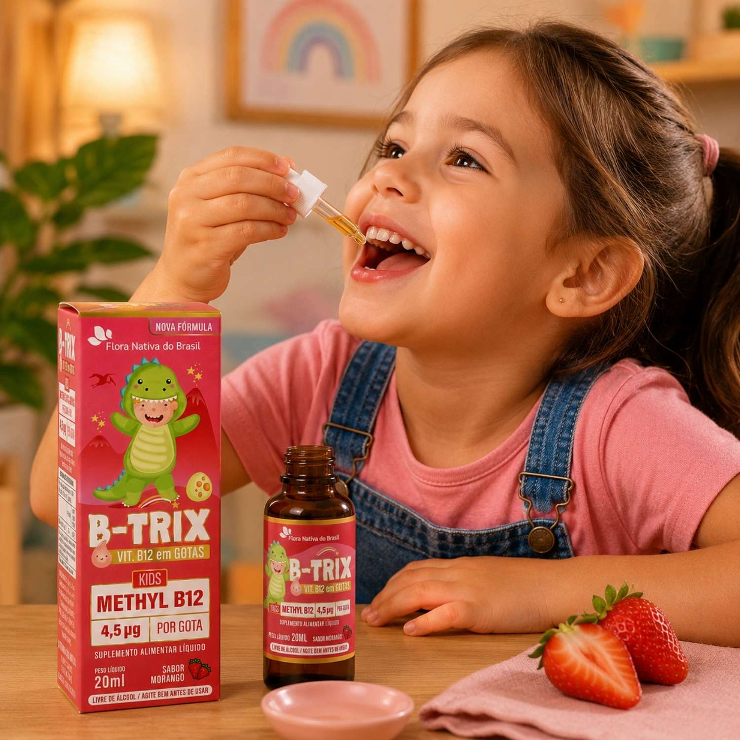 Vitamina B Infantil B-Trix Sabor Morango 20ml Flora Nativa