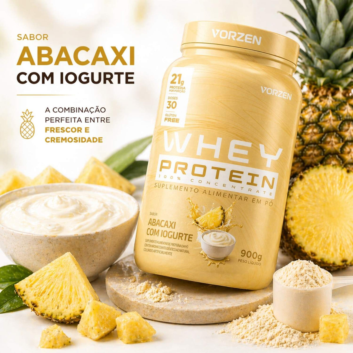 100% Whey Protein Concentrado Pote 900g Vorzen