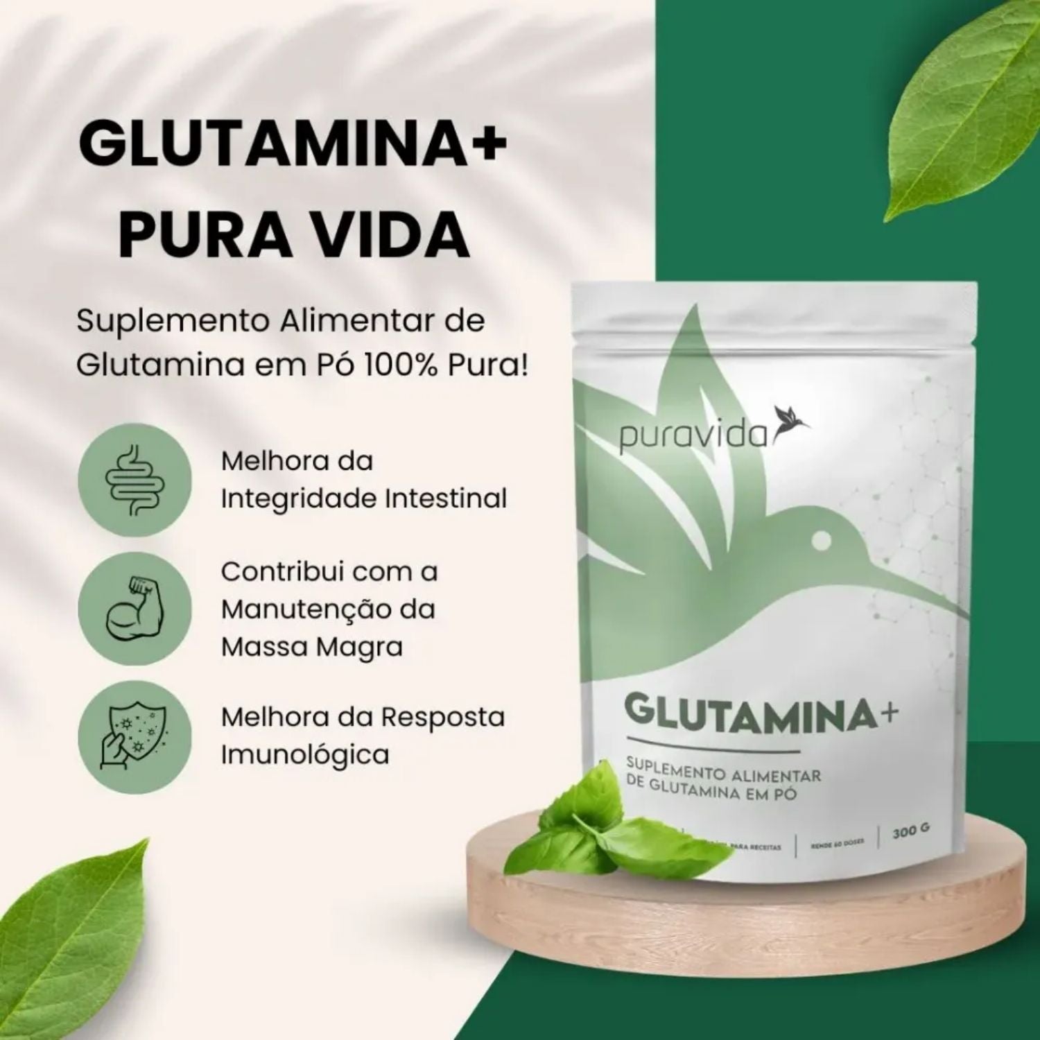 Glutamina 300g Pura Vida