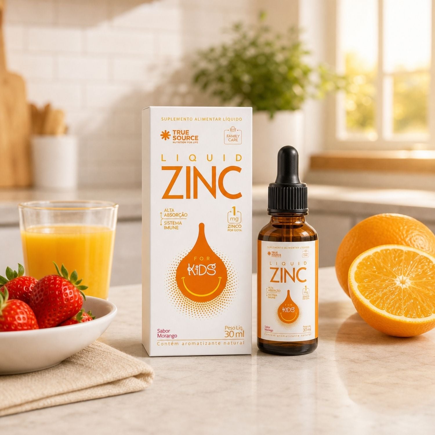 Zinco Liquido em Gotas for Kids Morango 30ml True Source