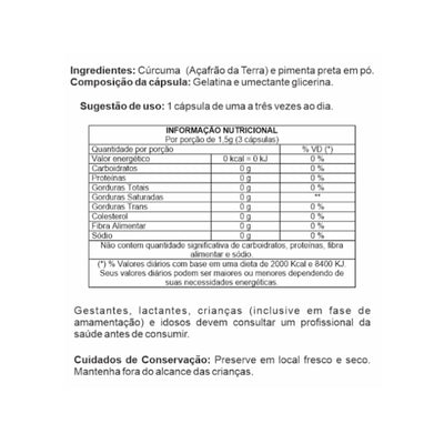 Cúrcuma Pimenta Preta 500mg 120 Cápsulas Ciência da Natureza