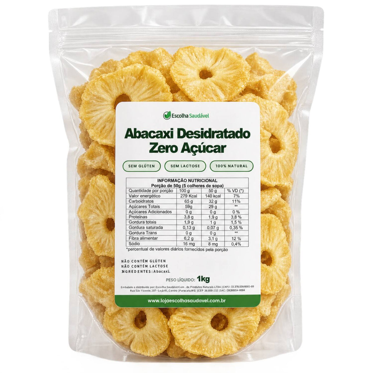 Abacaxi Desidratado Zero Açúcar