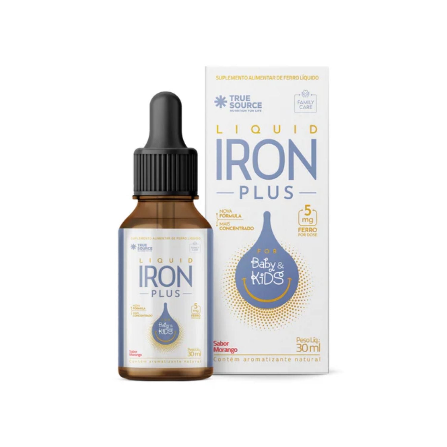 Iron Plus (Ferro Infantil) em Gotas for Kids Morango 30ml True Source
