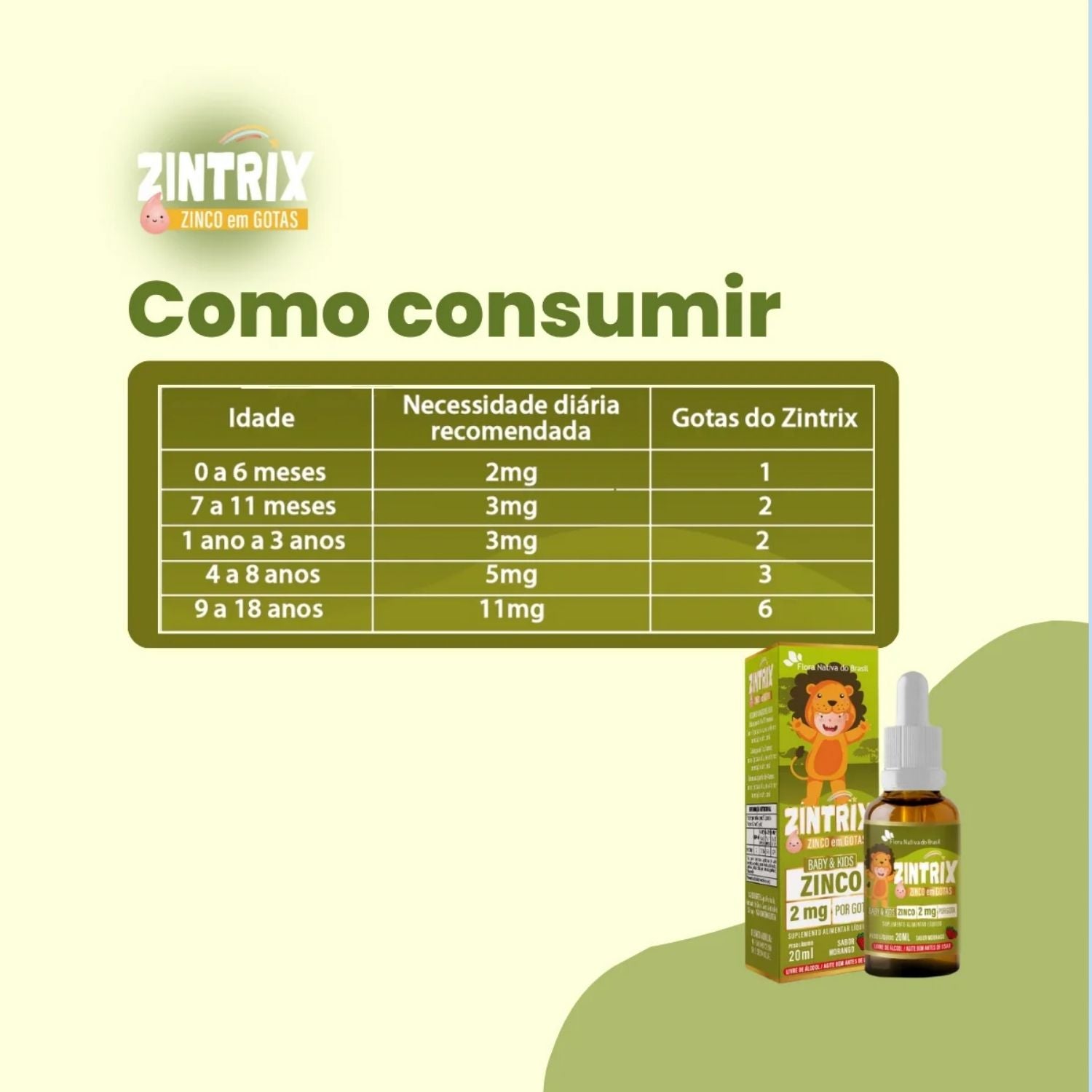 Zintrix (Zinco Infantil) Sabor Morango 20ml Flora Nativa do Brasil